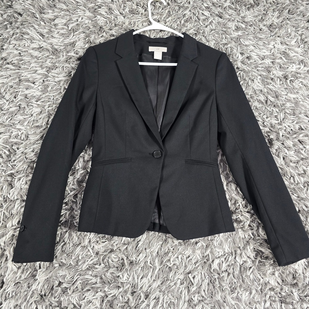 HM Womens Black Single Button Tailored Blazer Jacket P/N 05686011 XXS